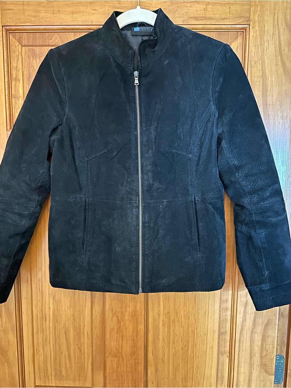 Black Suede Zip-Front Women’s Jacket